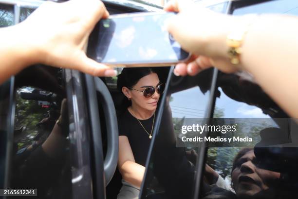 Cuban actress Livia Brito leaves Civic Court after gives a statement at a preventive prison on August 6, 2024 in Mexico City, Mexico.