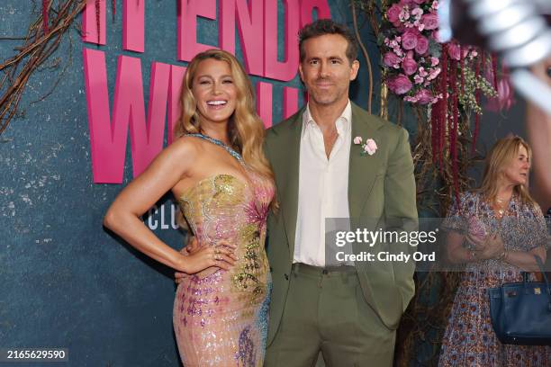 Blake Lively and Ryan Reynolds attend the "It Ends With Us" New York Premiere at AMC Lincoln Square Theater on August 06, 2024 in New York City.