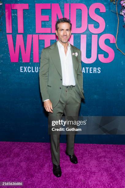 Ryan Reynolds attends the "It Ends With Us" New York Premiere at AMC Lincoln Square Theater on August 06, 2024 in New York City.
