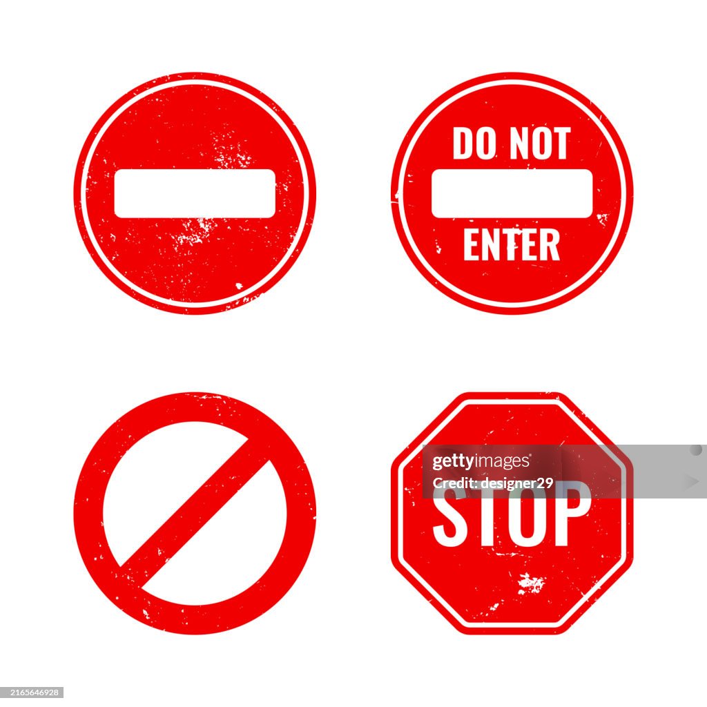 No sign grunge rubber stamp vector set