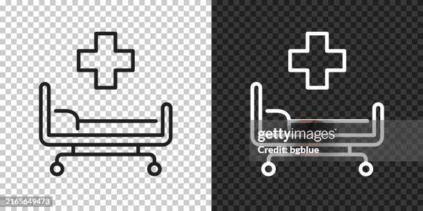 ilustraciones, imágenes clip art, dibujos animados e iconos de stock de cama de hospital. icono de diseño sobre fondo en blanco - sección hospitalaria