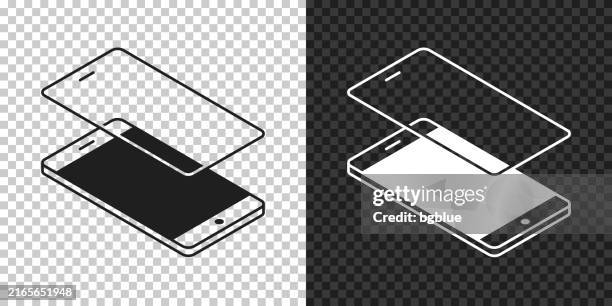 glass screen protector. icon for design on blank background - tempered glass stock illustrations