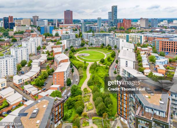 aerial view of sunset park in birmingham - birmingham stock pictures, royalty-free photos & images