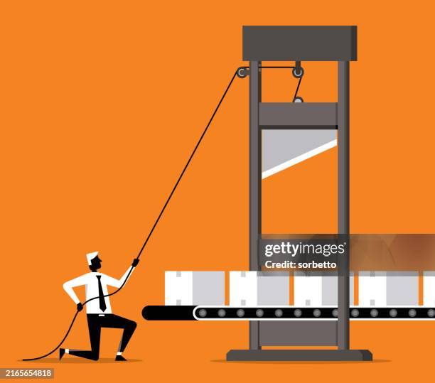 trade war - guillotine - guillotine stock-grafiken, -clipart, -cartoons und -symbole