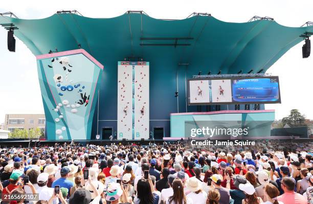 General view is seen on day twelve of the Olympic Games Paris 2024 at Le Bourget Sport Climbing Venue on August 07, 2024 in Paris, France.