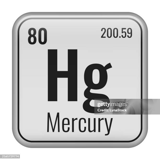 illustrazioni stock, clip art, cartoni animati e icone di tendenza di mercury symbol. chemical element of the periodic table. vector illustration isolated on white background. glass sign. - element hg