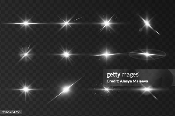 flash, realistic flares, glowing effects, camera light, sunlight reflection, stars, isolated flares, sparkling flares. isolated on transparent background, png. heavenly, cosmic - galaxy illustration stock illustrations
