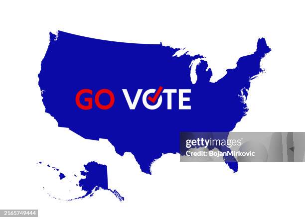go vote text on usa map. vector - nomination background stock illustrations