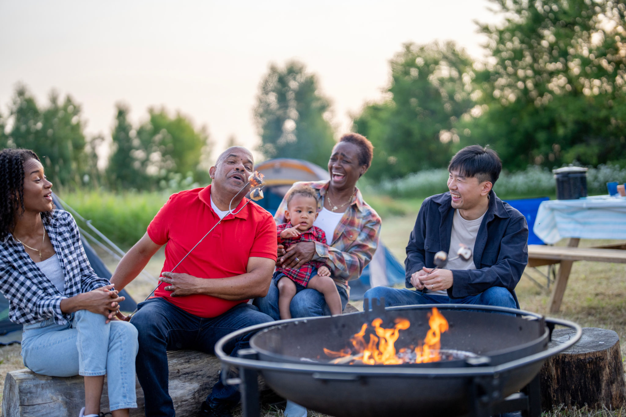 Campfire at campsite