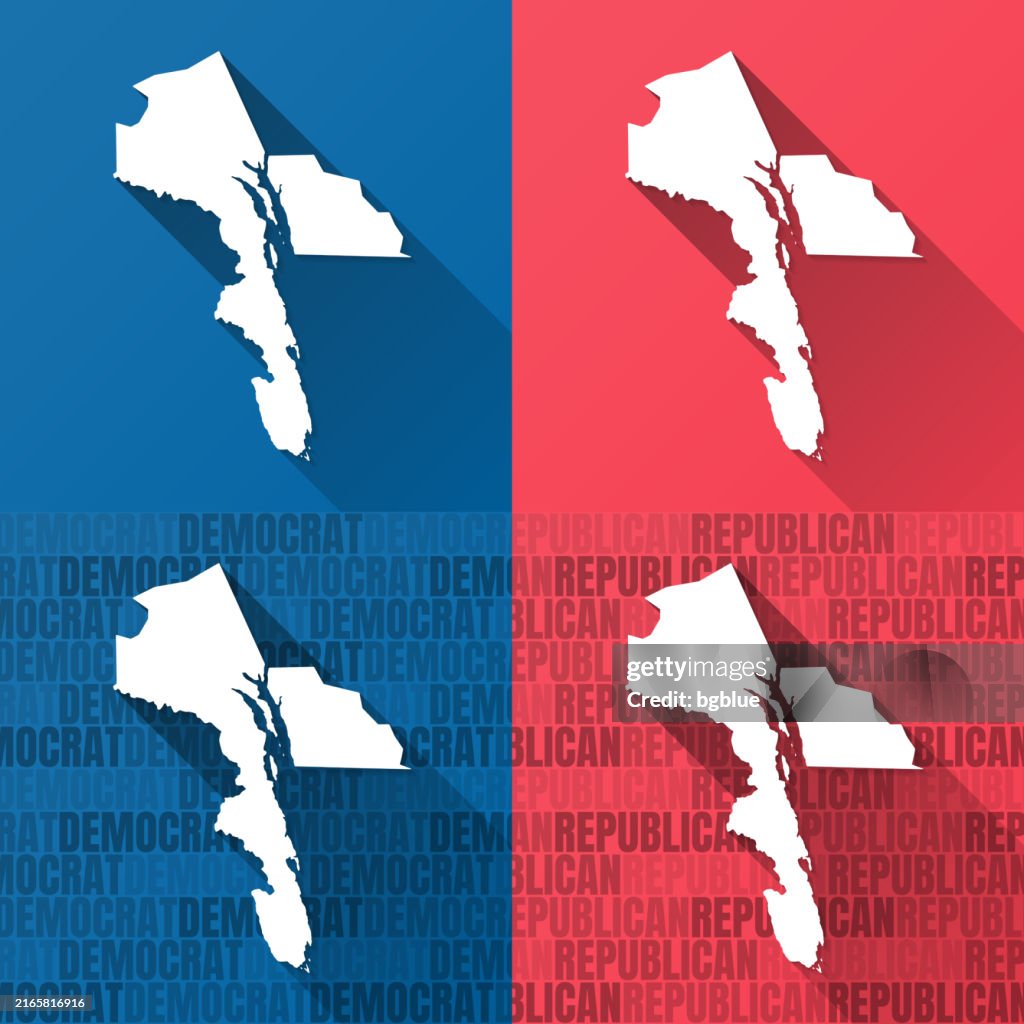 Haines, Alaska. Maps on blue and red backgrounds
