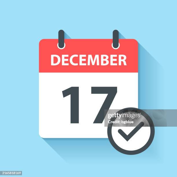 ilustraciones, imágenes clip art, dibujos animados e iconos de stock de 17 de diciembre - icono de calendario diario en estilo de diseño plano - hacer una reserva