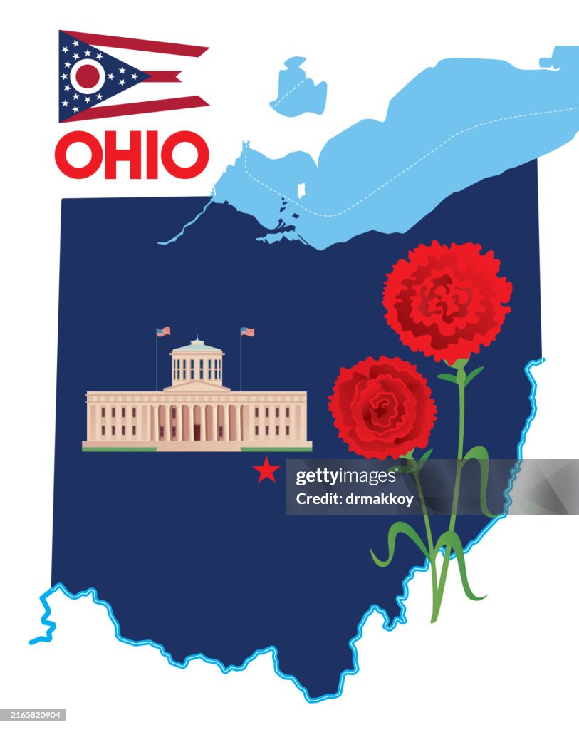 Map of Ohio State and Red carnation