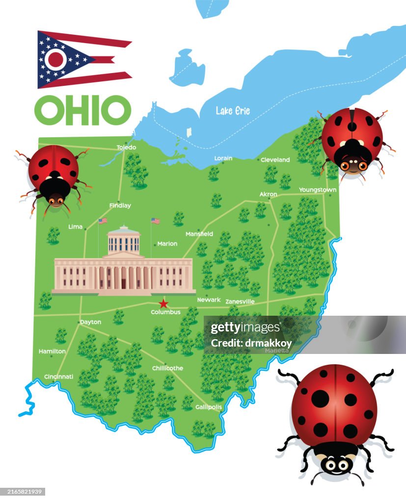 Map of Ohio State and Ladybug
