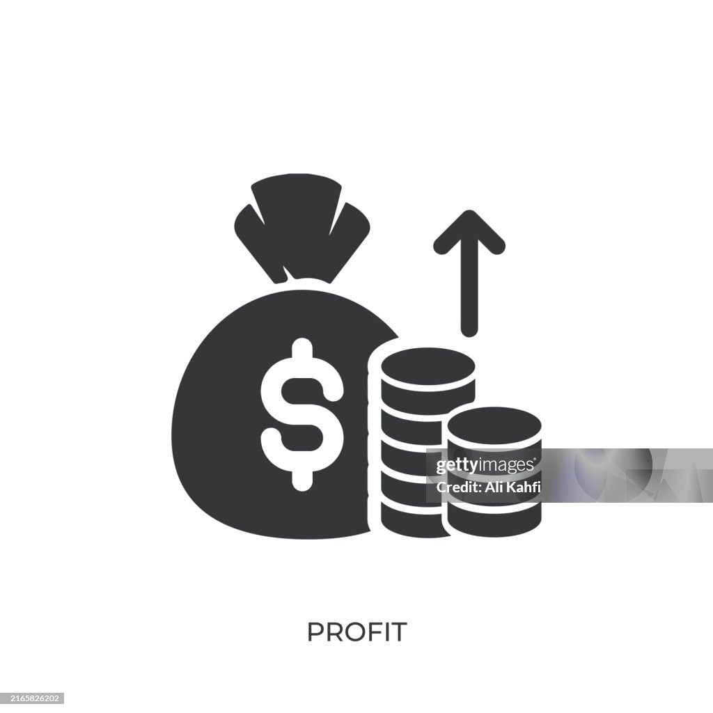 Profit glyph solid icon. Solid icon that can be applied anywhere, simple, pixel perfect and modern style