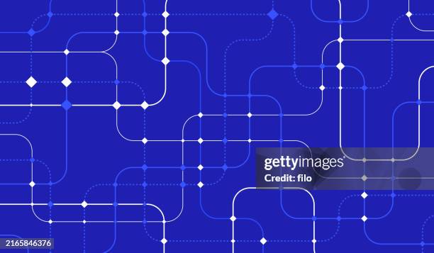 bildbanksillustrationer, clip art samt tecknat material och ikoner med blueprint connection network background - korsmönster