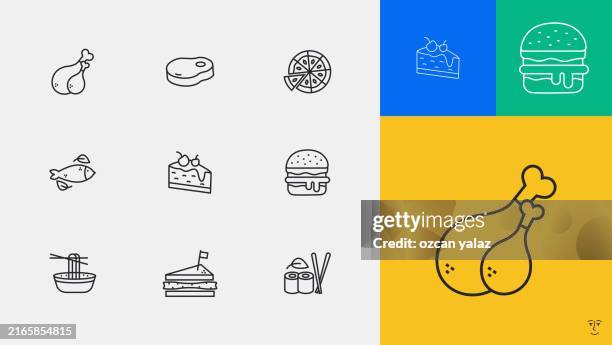 food related vector design concept. - fish sandwich stock illustrations