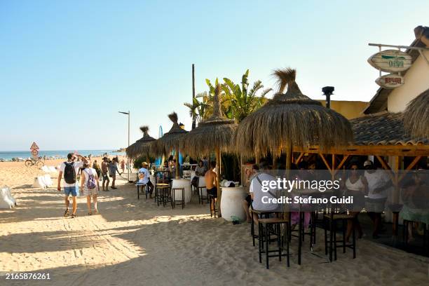 Cocktail Bar near the beaches of Playa Faro de Trafalgar during the Daily Life In Andalusia on July 25, 2024 in Los Caños de Meca, Spain. Andalusia...