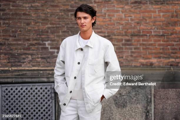 Count Nikolai of Monpezat wears silver rimmed sunglasses with black lenses, white t-shirt, outside Mark Kenly Domino Tan, during the Copenhagen...