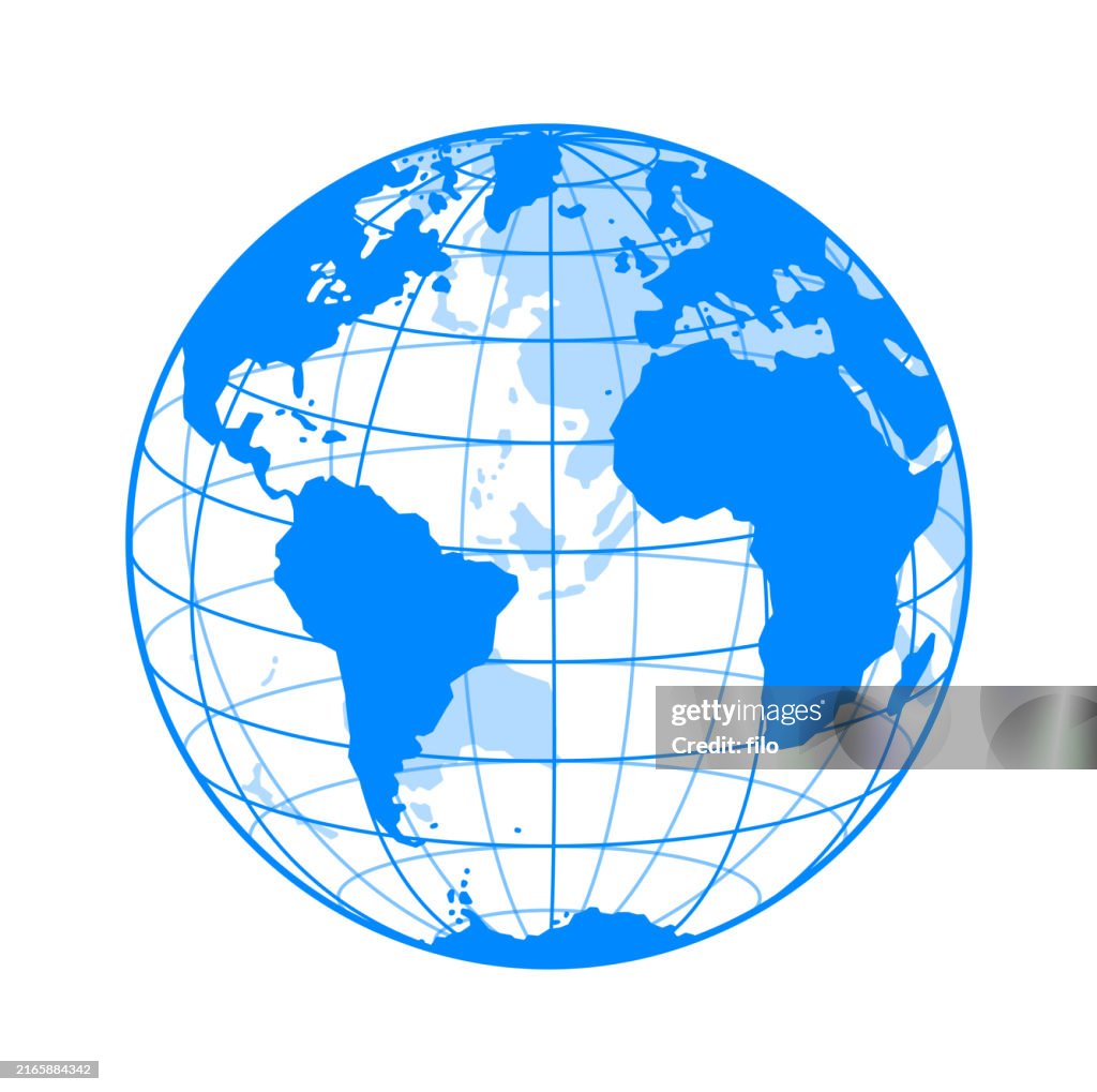 Globe Earth Planet Blue Wireframe Design Element Symbol