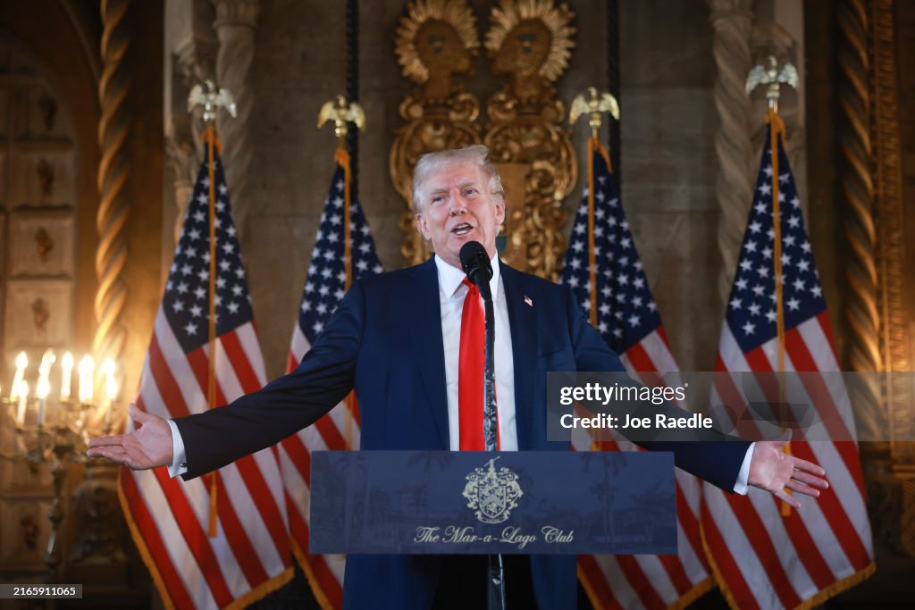 Republican Presidential Nominee Donald Trump Speaks To The Press In Palm Beach, Florida