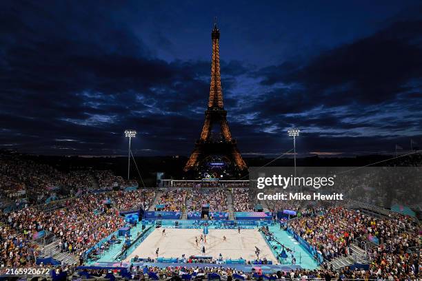 General view inside Eiffel Tower Stadium during the Women's Semifinal match between Mariafe Artacho del Solar and Taliqua Clancy of Team Australia...