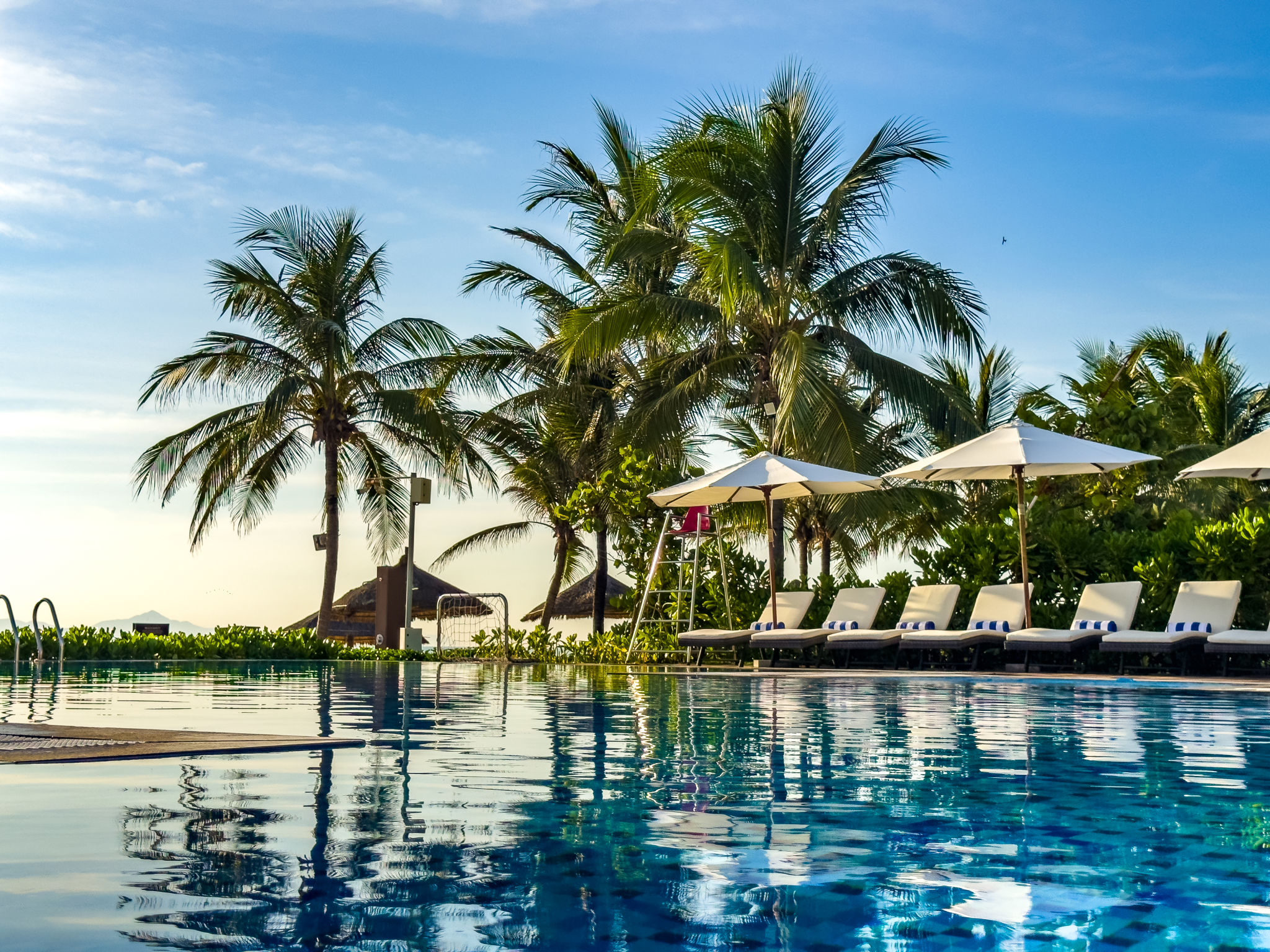 Beach view from pool resort in Da Nang, Vietnam Beach view from pool resort in Da Nang, Vietnam