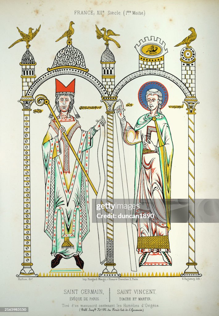 Saint Germain, obispo de París, y San Vicente, francés, siglo XII