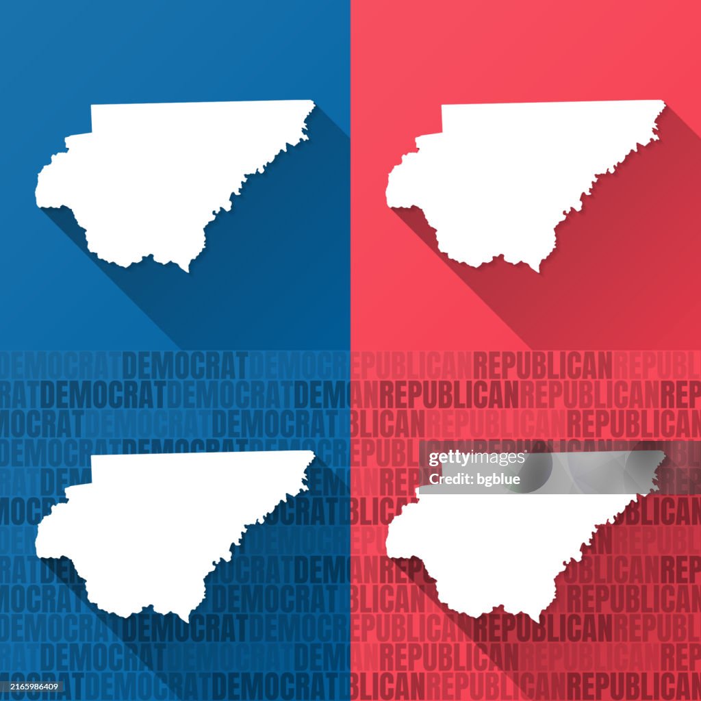 Rabun County, Georgia. Maps on blue and red backgrounds