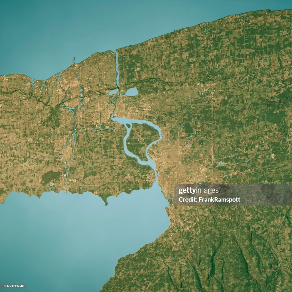 Buffalo Satellite Topographic Map 3D Render True Color