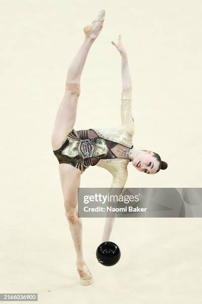 Darja Varfolomeev of Team Germany competes during the Rhythmic Gymnastics Individual All-Around Final on day fourteen of the Olympic Games Paris 2024...