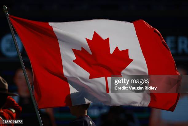 Canada flag flies prior to the the women's singles final between Jessica Pegula of the United States and Amanda Anisimova of the United States on the...