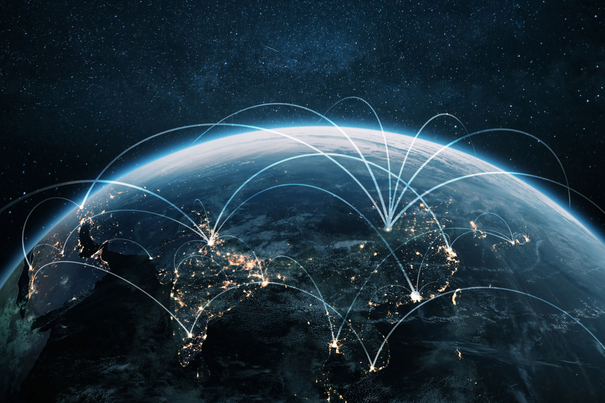 Night planet earth Asian countries with light lines of communication and connection. Business and finance, concept. Global communications system and the World Wide Web. Technologies and communication Night planet earth Asian countries with light lines of communication and connection. Business and finance, concept. Global communications system and the World Wide Web. Technologies and communication