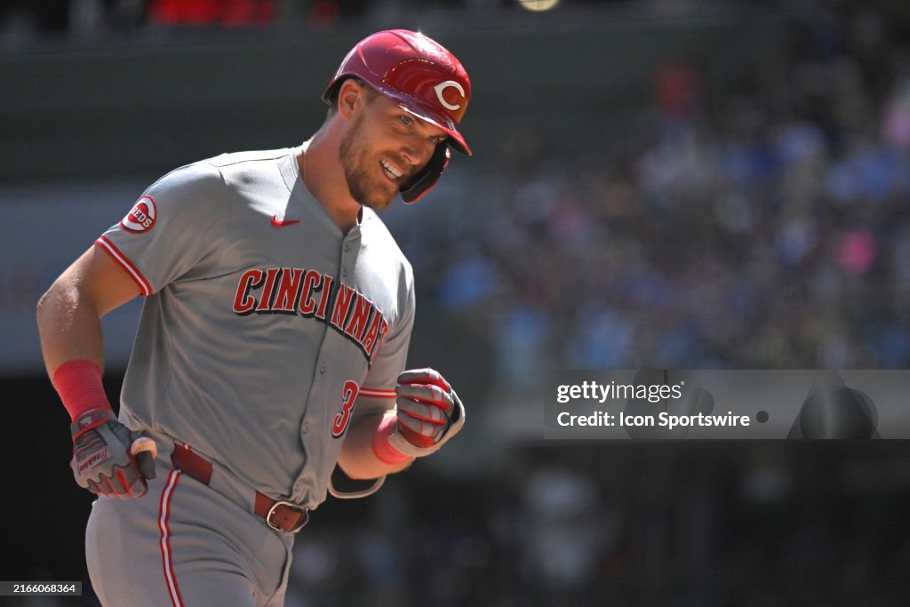 Anthony Stephan Reds Cincinnati Reds catcher Tyler Stephenson rounds the bases after... News ...