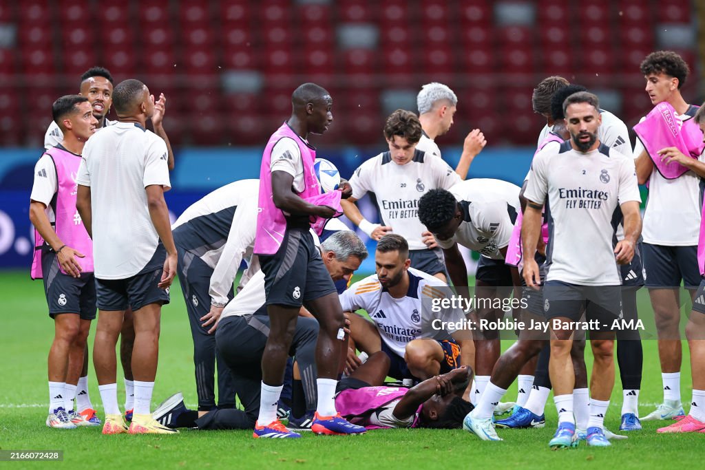 Real Madrid CF Training Session And Press Conference - UEFA Super Cup 2024