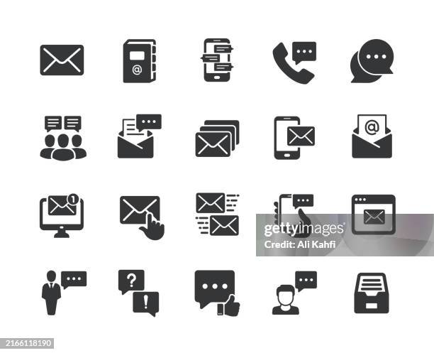 communication solid icons. containing e-mail, chat, dialogue, speaking solid icons collection. vector illustration. for website design, logo, app, template, ui, etc. - adult stock illustrations