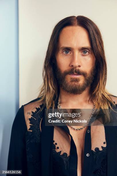 Jared Leto of "Tron: Ares" poses in the IMDb Official Portrait Studio at D23 2024 at Honda Center on August 09, 2024 in Anaheim, California.