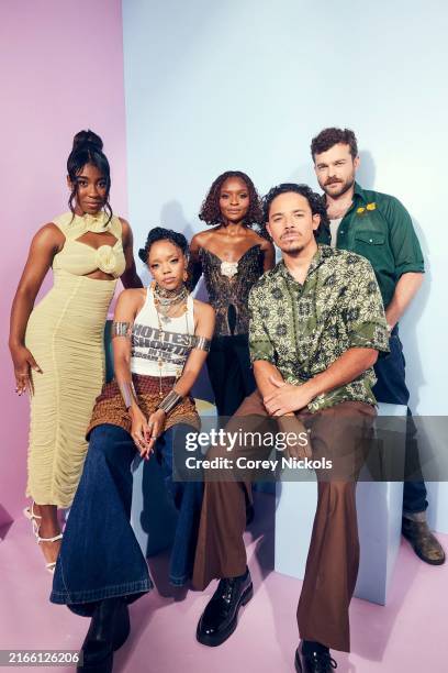 Lyric Ross, Regan Aliyah, Dominique Thorne, Anthony Ramos and Alden Ehrenreich of "Ironheart" pose in the IMDb Official Portrait Studio at D23 2024...