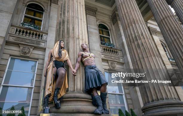 Emilie Louise Israel as Cleopatra and Marcellus Whyte as Mark Antony, along with the ensemble cast from the musical House of Cleopatra pose for...
