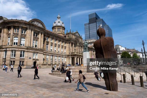 Man statue by Antony Gormley outside the Birmingham City Council Town Hall building in Victoria Square on 13th August 2024 in Birmingham, United...