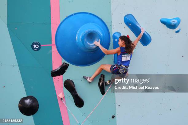 Brooke Raboutou of Team United States climbs during the Women's Boulder & Lead - Final Lead on day fifteen of the Olympic Games Paris 2024 at Le...