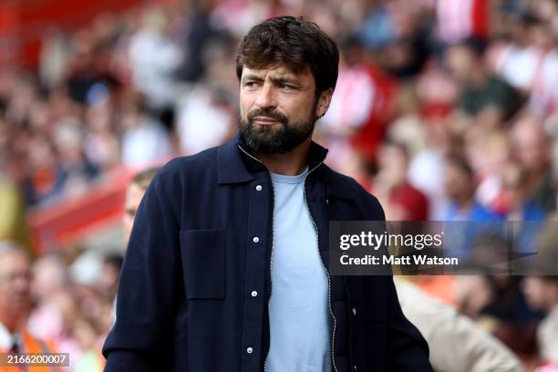 Southampton manager Russell Martin during the pre-season friendly match between Southampton FC and Getafe, at St Mary's Stadium on August 10, 2024 in...