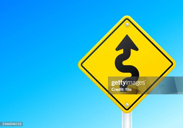 winding road planning challenge road sign background - winding road stock illustrations