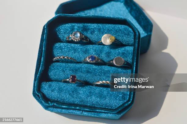 silver jewelry collection - rust ring stock pictures, royalty-free photos & images