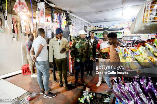 Operation Dudula members during a protest against foreign owned spaza shops in Mofolo on August 13, 2024 in Soweto, South Africa. It is reported that...