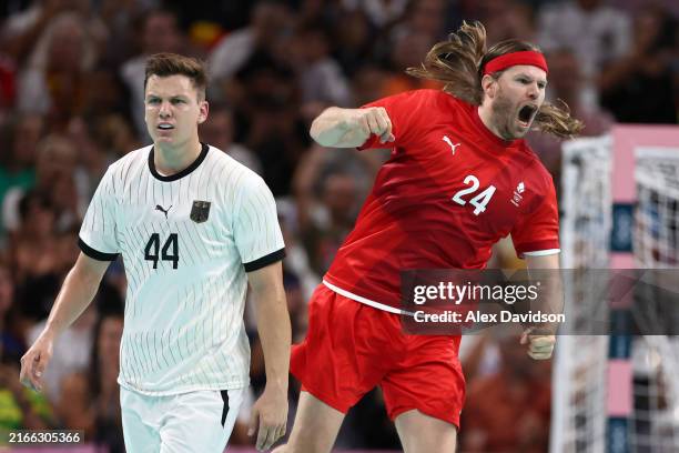 Mikkel Hansen of Team Denmark reacts during the Men's Gold Medal match between Team Germany and Team Denmark on day sixteen of the Olympic Games...