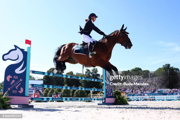 Alice Sotero of Team Italy competes during the Women’s Individual, Final, Riding Show Jumping on day sixteen of the Olympic Games Paris 2024 at...