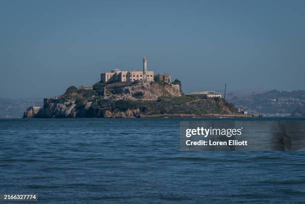 General view of Alcatraz Island on August 16, 2024 near San Francisco, California. Humpback whales have been spotted in large numbers along the San...