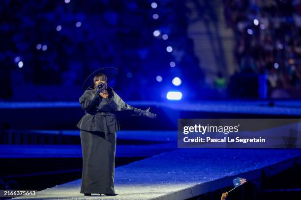 French Singer-Songwriter Yseult performs “My Way” during the Closing Ceremony of the Olympic Games Paris 2024 at Stade de France on August 11, 2024...