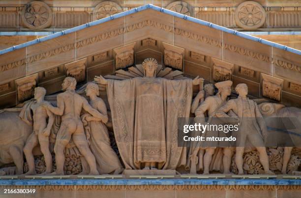 brisbane city hall (1919) - detail of the façade facing king george square, brisbane, queensland, australia - historic building stock pictures, royalty-free photos & images