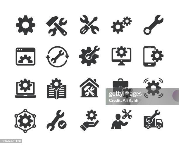 repair solid icons. containing setting, installing, control, upgrade solid icons collection. vector illustration. for website design, logo, app, template, ui, etc. - reset stock illustrations